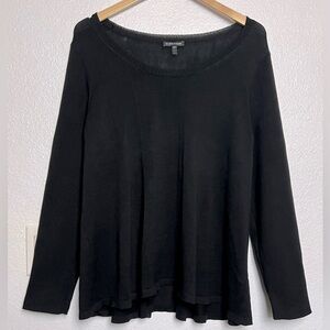 Eileen Fisher Sweater Black Pleated Back Size Large